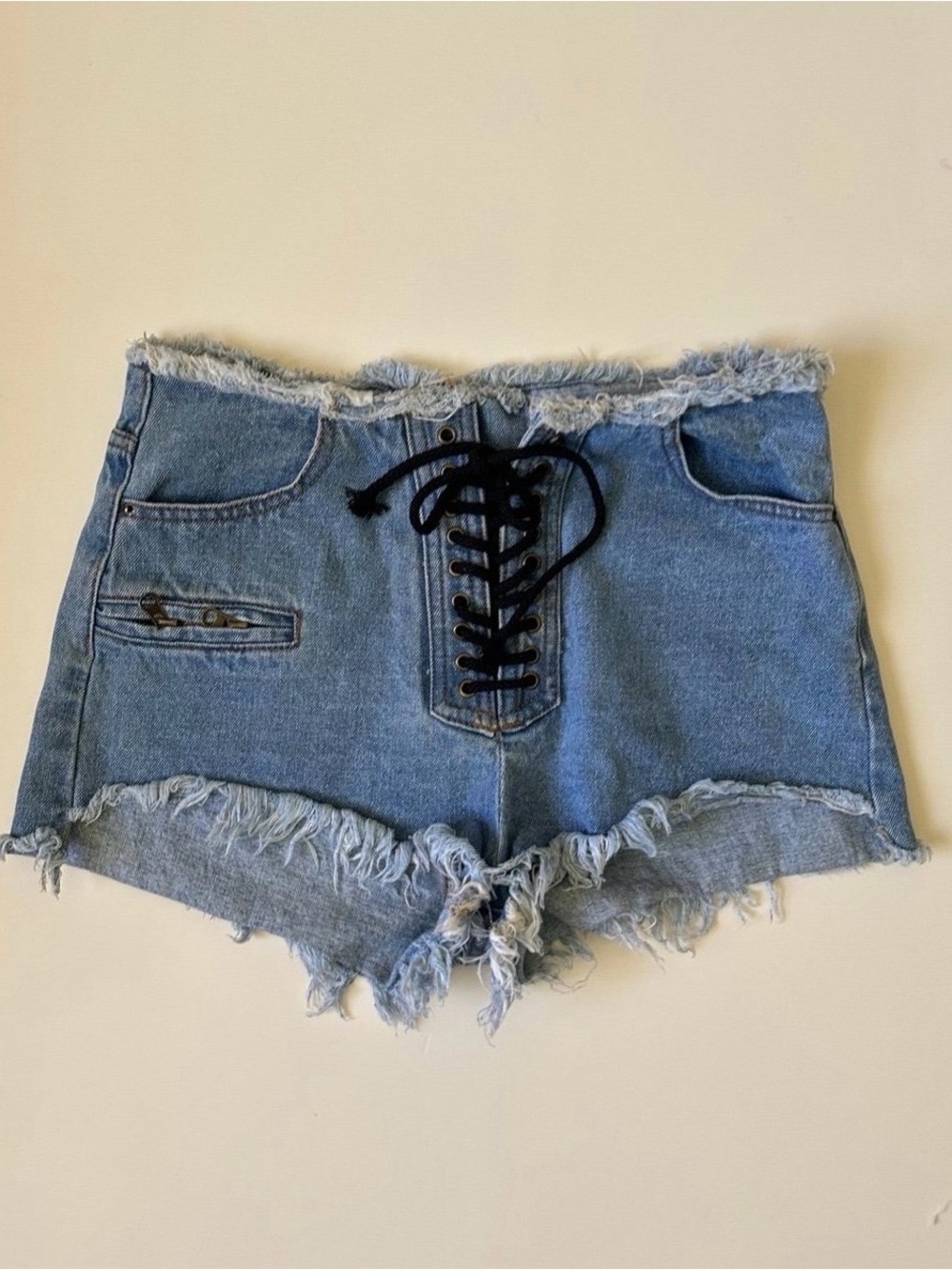 LIONESS Lace Up Jean Shorts ~M